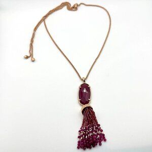 Kendra Scott Gold-ToneTassel Necklace Burgundy Beaded Pendant